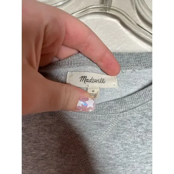 MADEWELL Raglan Sleeve Gray Crewneck Pulllover Size Small #M2215 - Picture 3 of 9